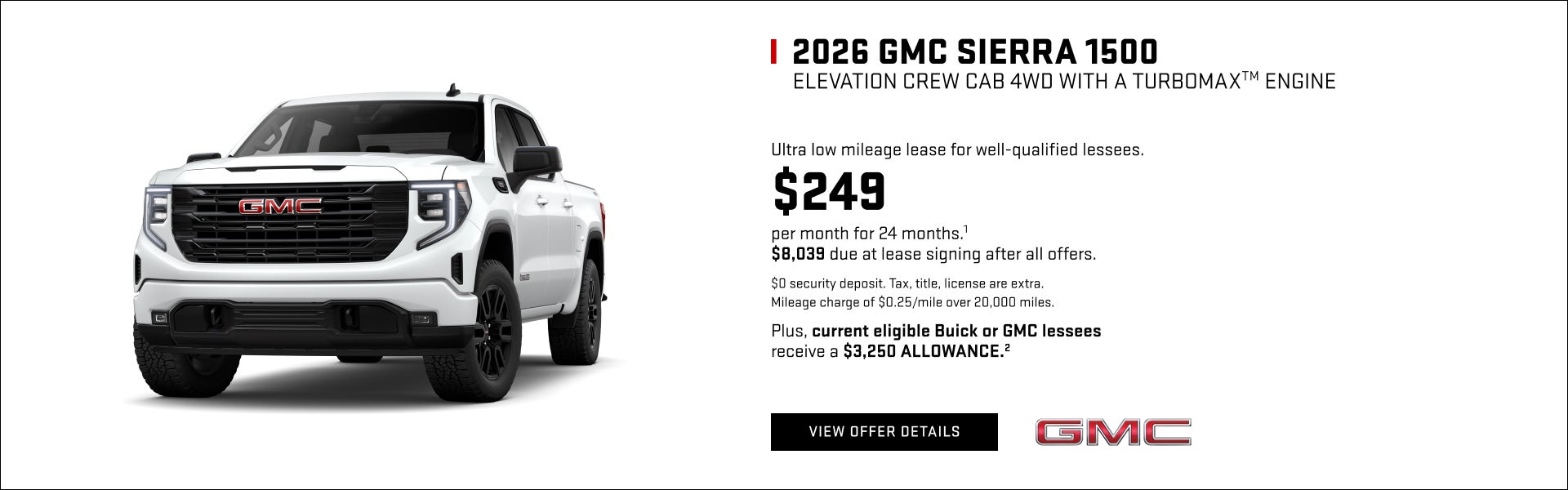 Ultra low mileage lease for well-qualified lessees.

$249 per month for 24 months.1 

$8,039 due ...